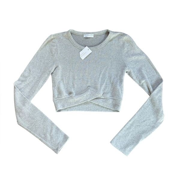 Altar’d State Intimates Long Sleeve Cropped Gray Sweater Womens Medium NEW - Picture 1 of 7
